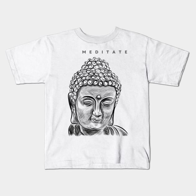 Meditate Buddha Kids T-Shirt by BhaktiCloudsApparel